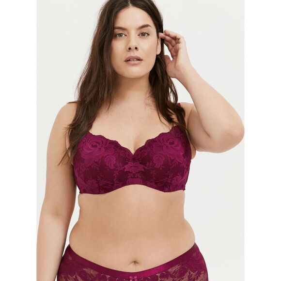 Torrid Full-Coverage Balconette Lightly Lined Exploded Floral Lace 360 Back Smoo - Picture 1 of 6